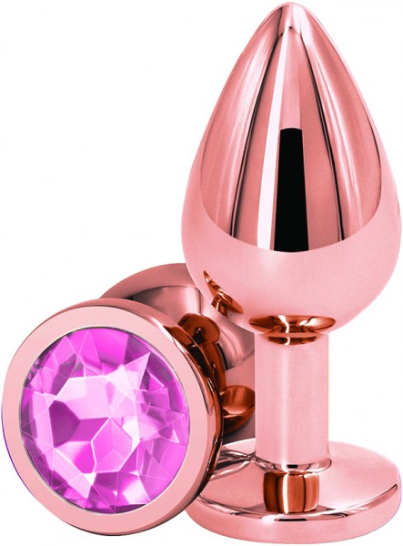 Dop Anal Charm Medium Rose Gold Piatra Roz Deschis