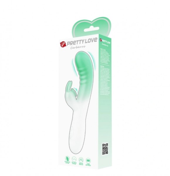 Vibrator Iepuras Cerberus Silicon, Verde/Alb 