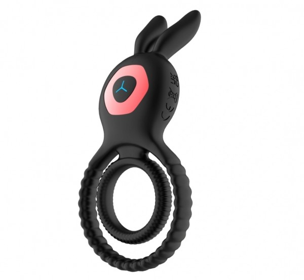 Inel Dublu de Penis Bunny Ring, 10 Moduri Vibratii